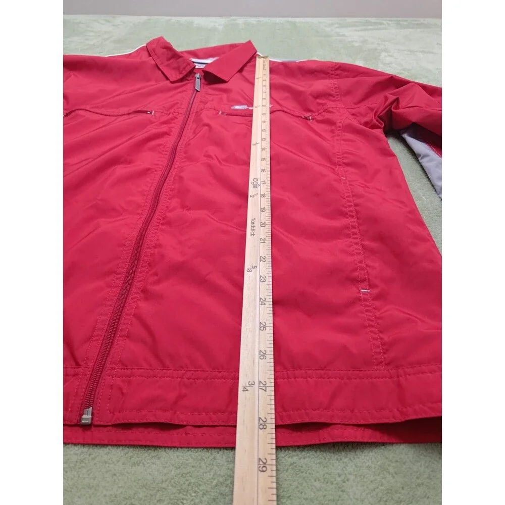 Reebok Windbreaker Jacket Mens Sz L Red Full Zip Technical Track Training